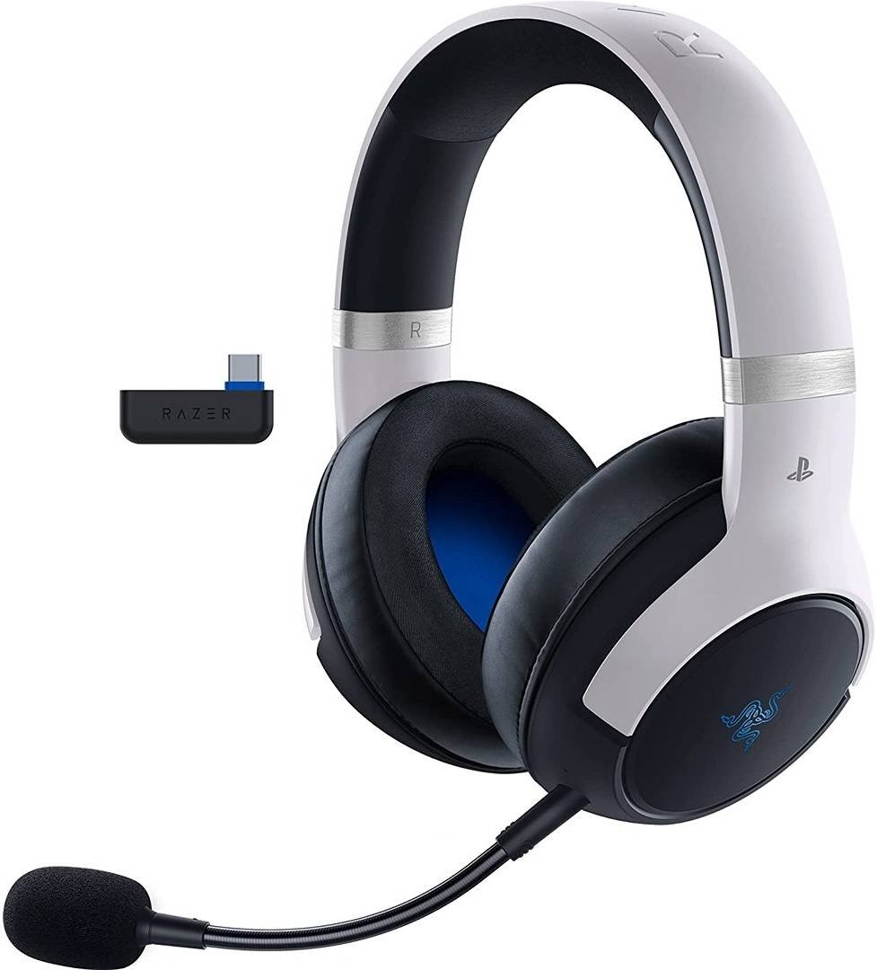 Razer Kaira Pro HyperSpeed Wireless Gaming Headset, with Haptics for PS5, Titanium 50mm Drivers, Oval Ear Cushions, Low Latency BT, Hybrid Mic, Up to 30H Battery Life, White/Black