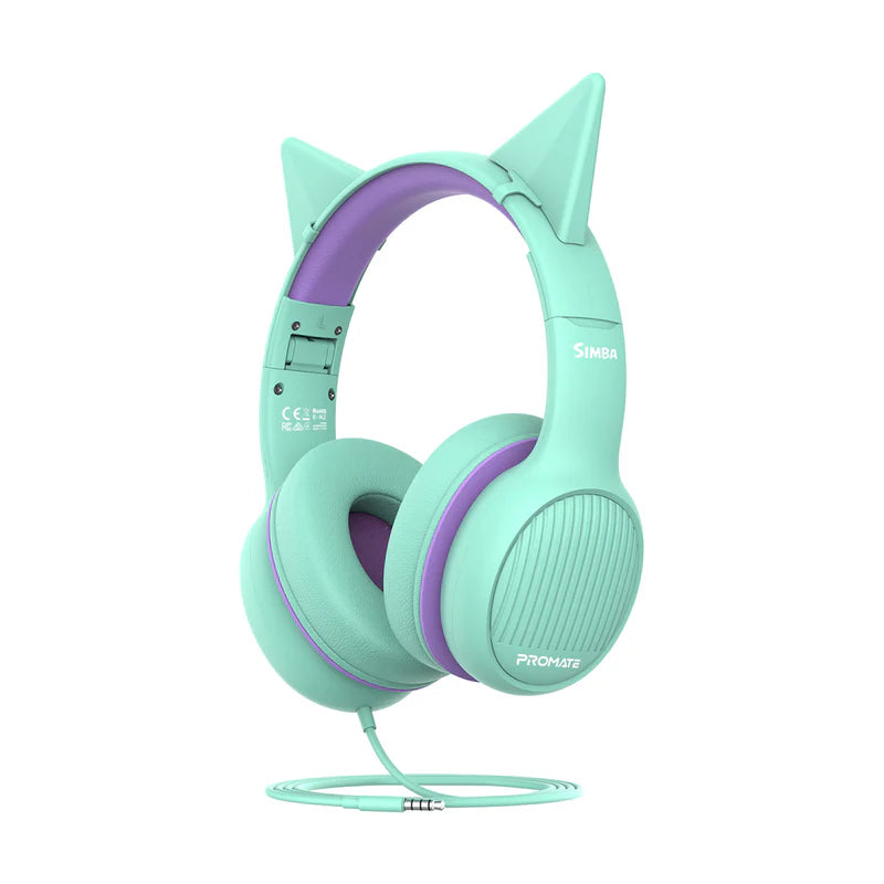 Promate Over-Ear Hi-Definition SafeAudio™ Wired Headset - Emerald