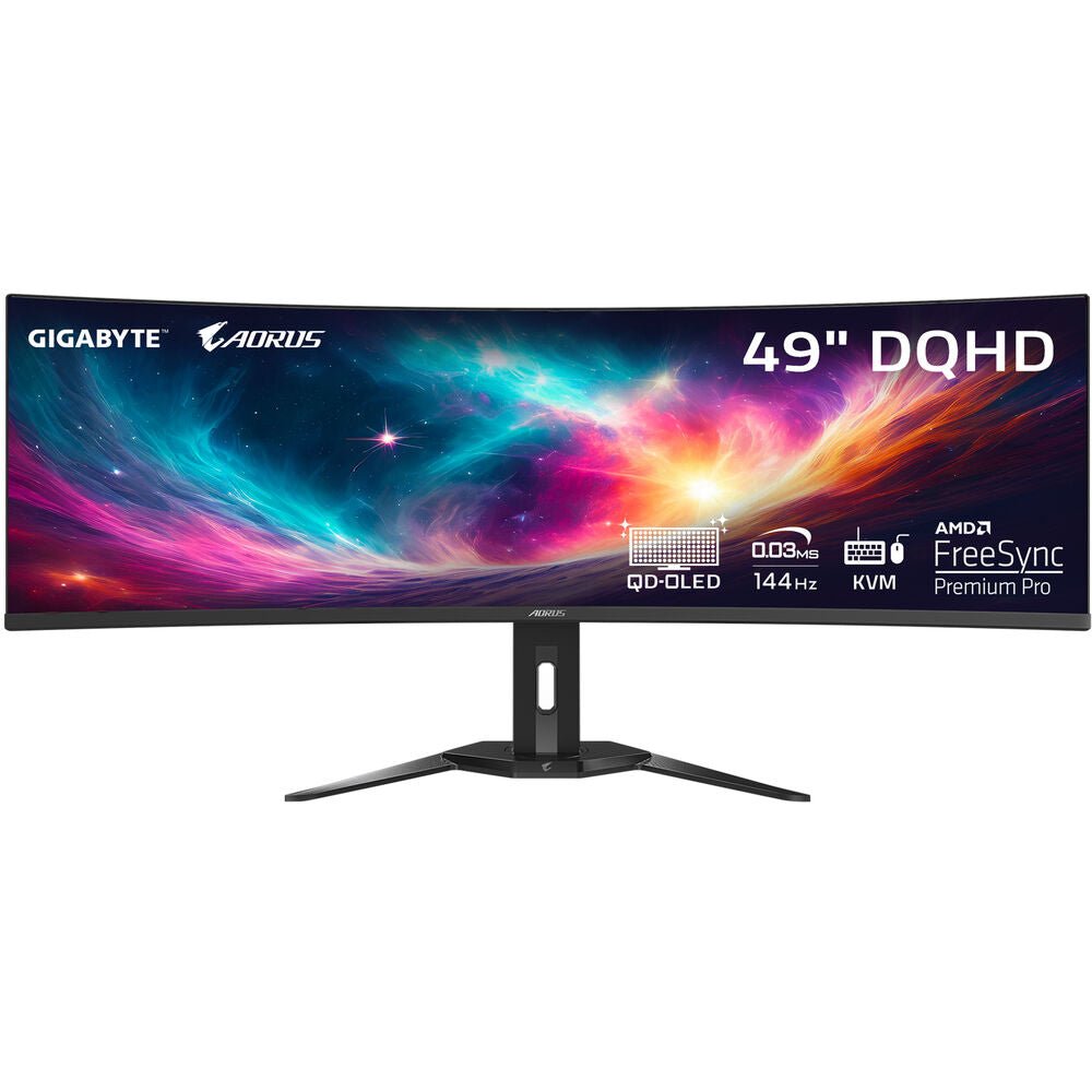 GIGABYTE AORUS CO49DQ 49" Dual QHD QD-OLED Gaming Monitor - 144Hz, 0.03ms, HDMI 2.1, 99% DCI-P3, OLED Care