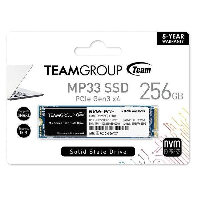 Team Group 256GB MP33 M.2 PCIe G3x4 SSDTeam Group 256GB MP33 M.2 PCIe G3x4 SSD