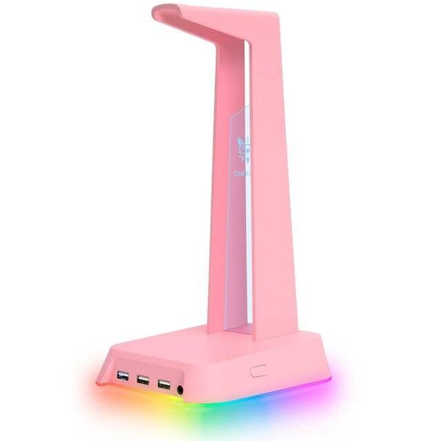 Onikuma ST-2 RGB Headphone Stand + USB Hub (Pink)Onikuma ST-2 RGB Headphone Stand + USB Hub (Pink)