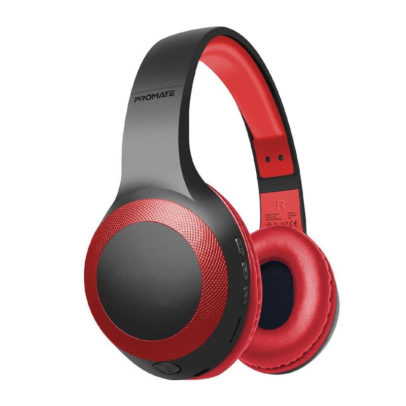 Promate LaBoca Deep Bass Over-Ear Wireless Headphone - Red