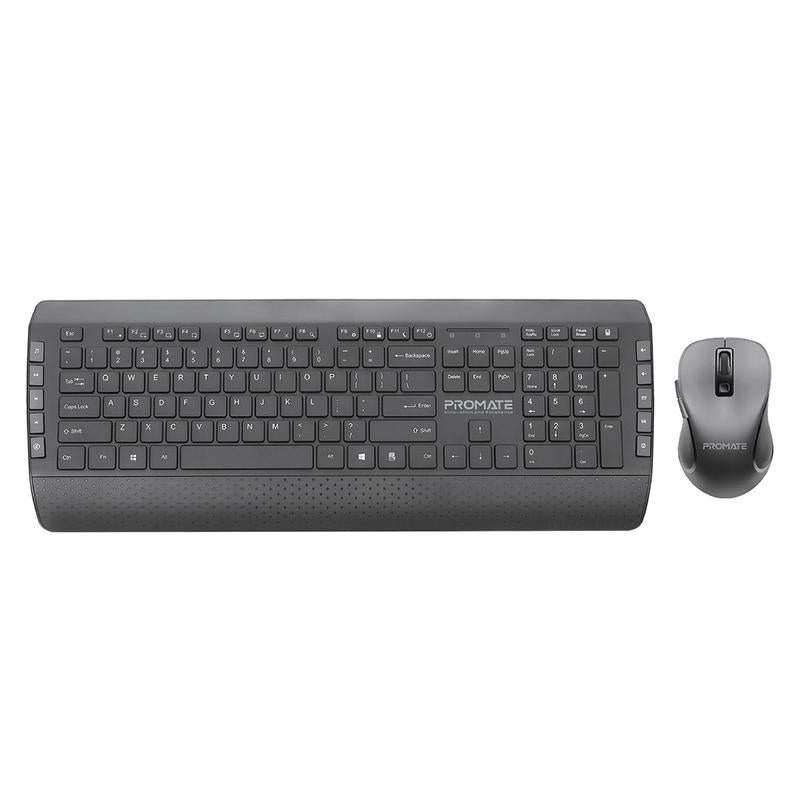 Promate Wireless Keyboard & Mouse Combo with Palm Rest - Arabic