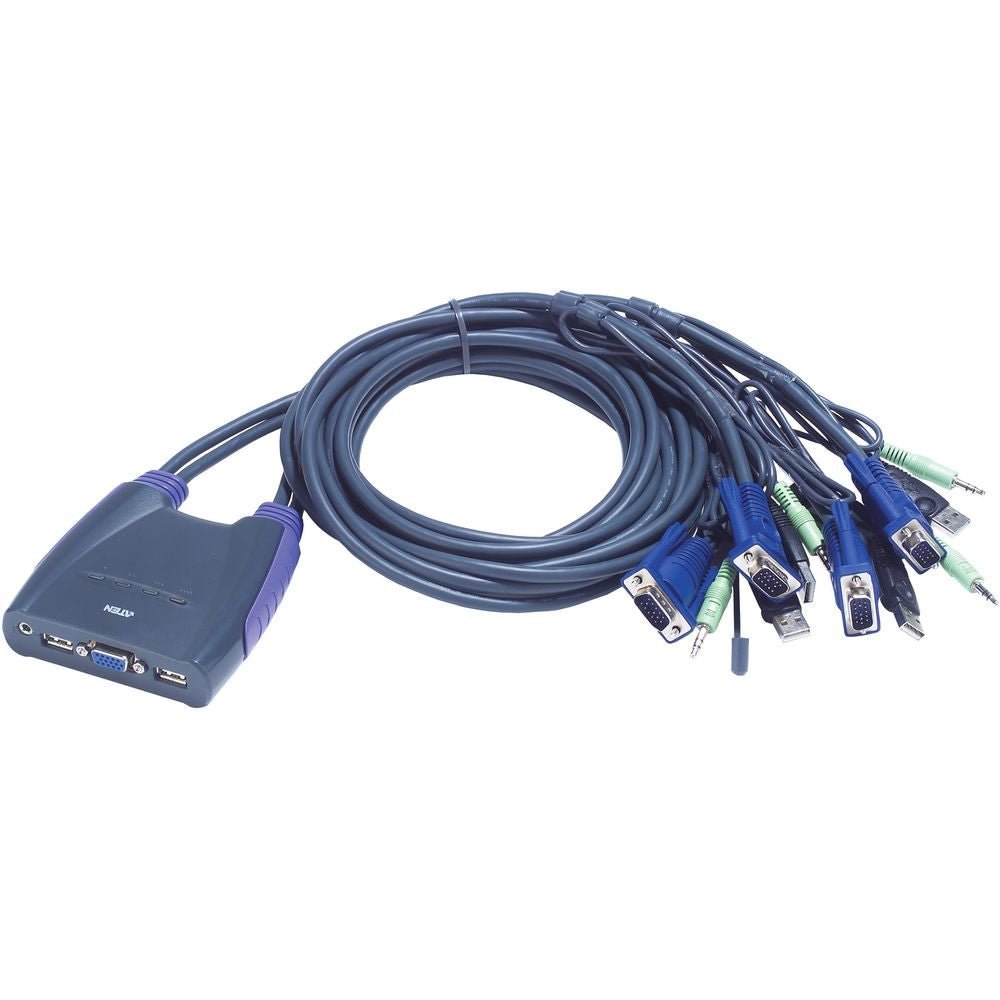 ATEN 4-Port USB VGA/Audio Cable KVM Switch (1.8m)