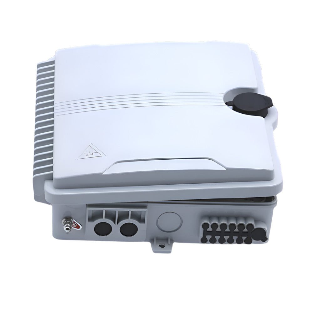 FiberHome FDP-410B Fiber Distribution Box – 24 Fiber Splice Capacity, 1:8 Splitter, Wall-Mount, IP65, Indoor Use, 210×210×70mm