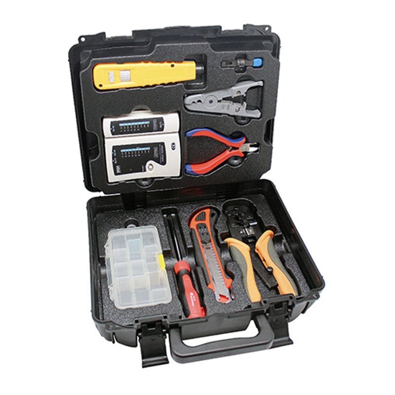 GOLDTOOL 9-PIECE LAN Basic Repair Tool Kit With Heavy Duty Plastic Instrument Case