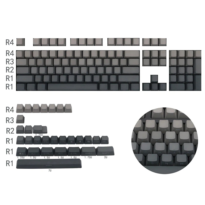 Gradient black grey keycaps