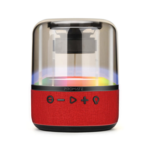 Promate Glitz-L 10W LumiSound 360° Surround Sound Speaker - Red