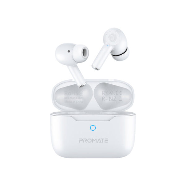 Promate ProPods Active Noise Cancelation Earphones with intellitouch - White