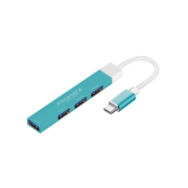 Promate 4-in-1 Multi-Port USB-C Data Hub - LiteHub-4 - Blue