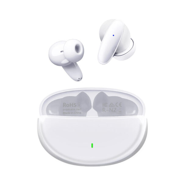 Promate Acoustic In-Ear TWS Bluetooth v5.1 Earphone • 19-Hour Playback • Lush - White