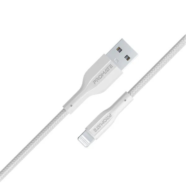 Promate XCord-Ai High Tensile Strength Data & Charge Cable for Apple Devices - White