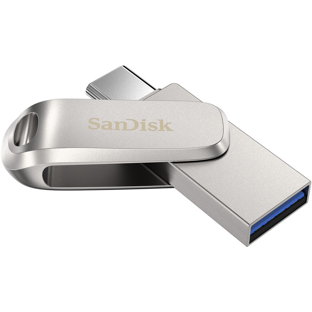 SanDisk Ultra Dual Drive Luxe 512GB USB 3.1 Type-C Flash Drive – Dual USB-C & USB-A Connectors, All-Metal Swivel Design, Up to 400MB/s Read Speed