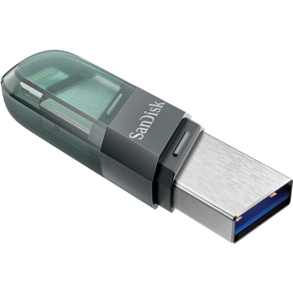 SanDisk iXpand 2-in-1 Flash Drive FlipSanDisk iXpand Flash Drive Flip 256GB – Dual Lightning & USB 3.1 Type-A, Automatic iPhone Backup, Password Protection, Sea Green