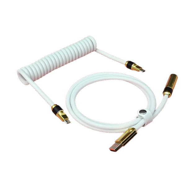 Coiled Cable White&Gold Type-C to Type-c