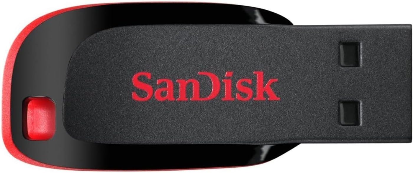 SanDisk Cruzer Blade USB 2.0 Flash Drive 16GB (SDCZ50-016G-B35) – Compact Design, Plug-and-Play, Black/Red