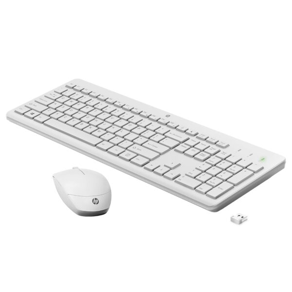HP 230 Wireless Mouse and Keyboard Combo – White, 2.4GHz Wireless, Full-Size UK Layout, 1600 DPI Mouse