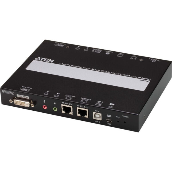 ATEN CN9600 DVI KVM over IP Switch – 1-Local/Remote Access, Dual LAN/Power, Virtual Media, Smart Card, 1920x1200, Audio, RS-232