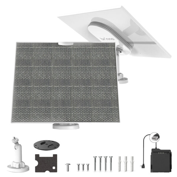 Brinno ASP1000-P Solar Panel Kit Bundle – 10W Monocrystalline Panel, IP65 Waterproof, Rechargeable Battery Pack, USB-C Cable, Adjustable Security Mount