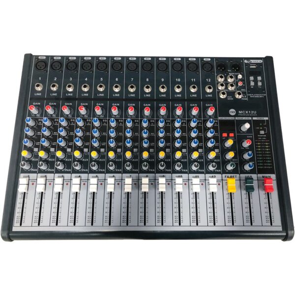 CMX 12-Channel Audio Mixer with USB, 16 DSP Effects, 3-Band EQ, 48V Phantom Power, AUX Send & Group Out for Mosque Sound Systems