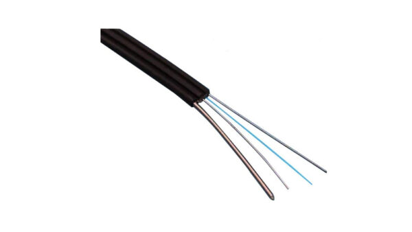 FiberHome 1F Bow-Type Drop Cable – G.657A2, LSZH Sheath, Dual Steel Strength, 600N Tension, Indoor/Outdoor, Black, 1 Core 2Km