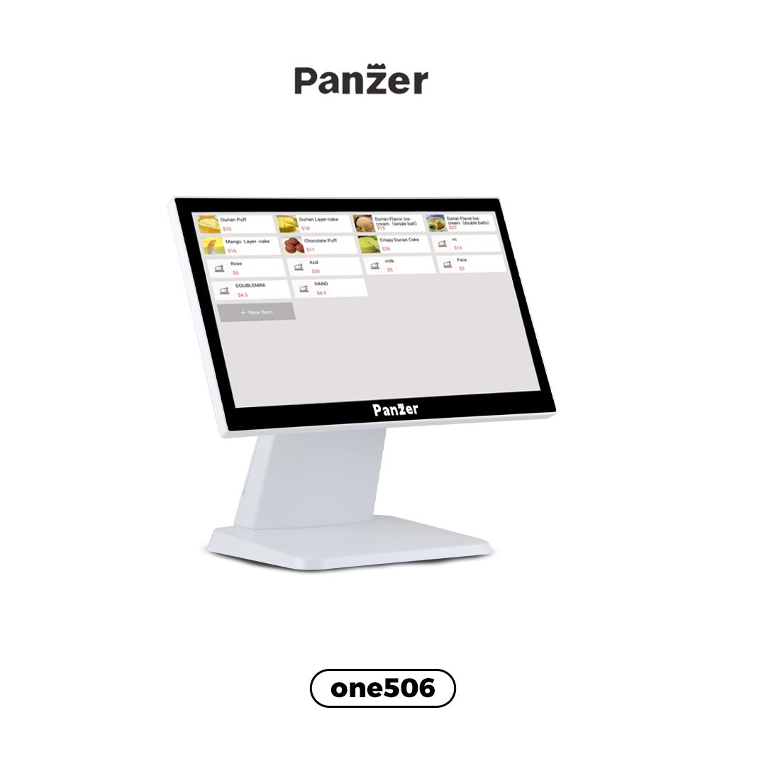 Panzer ONE506 All-in-One POS Terminal – 15.6″ Touchscreen, Intel Core i5-6th Gen, 8GB RAM, 256GB SSD, Windows 10 - White