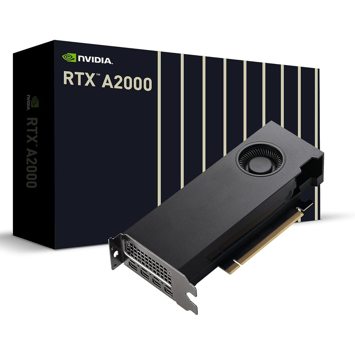 PNY NVIDIA RTX A2000 6GB GDDR6 ECC, 3328 CUDA Cores, PCIe 4.0, 70W, Low-Profile Dual-Slot, 4x Mini DisplayPort
