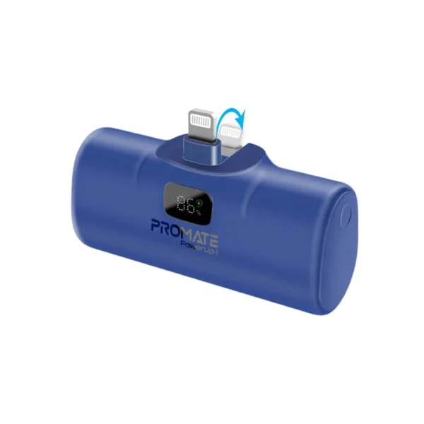 Promate Ultra-Compact fast charging 5000mAh Power Bank with In-Built Lightning Connector - Blue