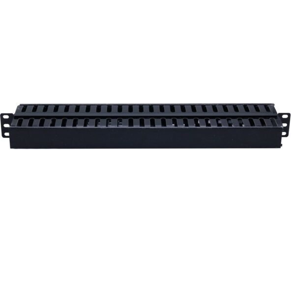Atlantic 19" 1U Steel Cable Management Bar – Double-Sided with Plastic Rings & Cover