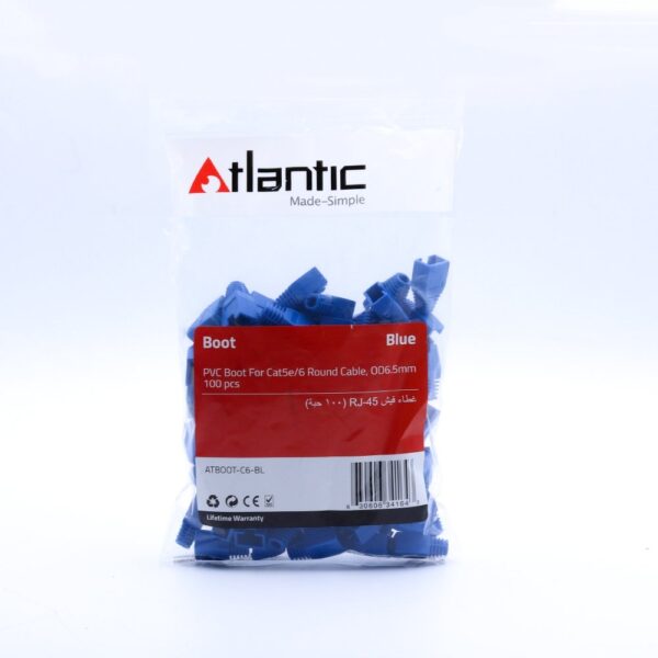 Atlantic Cat6 RJ45 Boots (100-Pack) – Strain Relief, Multiple Colors - Blue