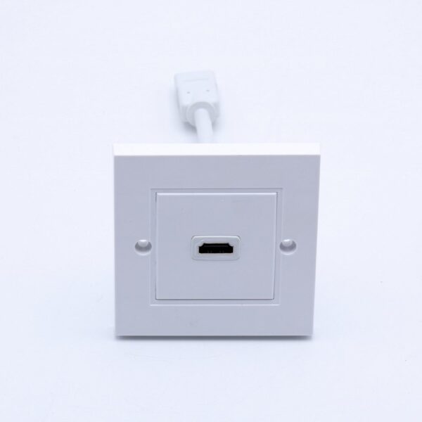 Atlantic HDMI Wall Plate – 86×86mm, 15cm Pigtail, White, Flush-Mount for In-Wall HDMI Installations