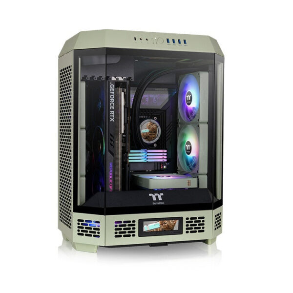 Thermaltake The Tower 600 Mid-Tower ATX Case; 3 Tempered Glass Panels; Hidden-Connector Motherboard Support; Rotational PCI-e Slots - Matcha Green