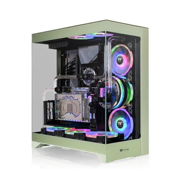 Thermaltake CTE E550 TG Mid Tower ATX Case; 3 Tempered Glass Panels; Hidden-Connector Motherboard Support; Three-Way VGA Installations; Dual Chamber Design - Matcha Green