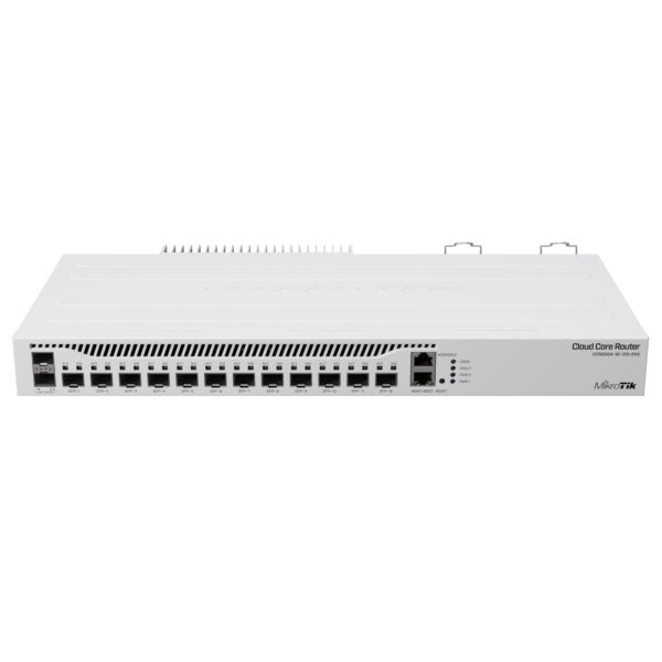 MikroTik Cloud Core Router | 12x 10G SFP+ | 2x 25G SFP28 | 1x Gigabit | 4-Core CPU | 4GB RAM | Dual AC PSU | RouterOS L6