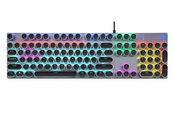 HP GK400Y Mechanical Gaming Keyboard with RGB Backlight, Blue Switches, Anti-Ghosting, and Metal Panel – Wired USB