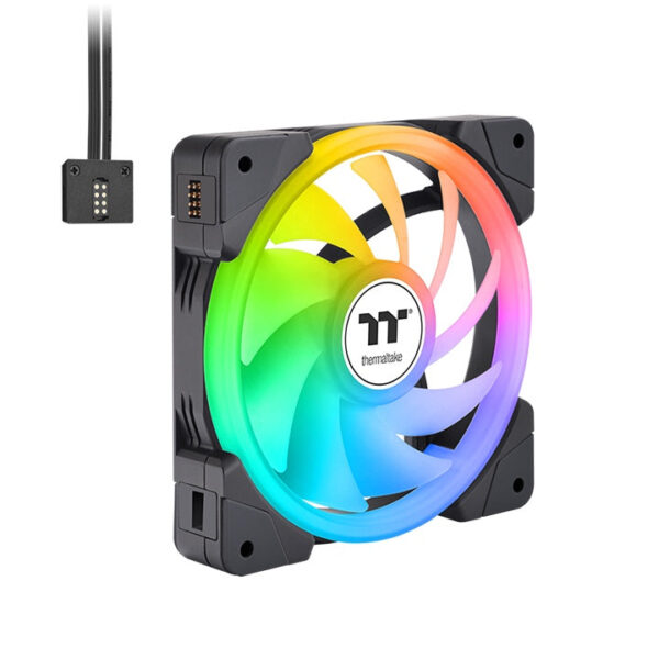 Thermaltake SWAFAN EX 12 ARGB PC Cooling Fan, 3-Fan pcak, 500~2000 RPM, Magnetic Connection, Reversable Blades, sync with MB RGB Software, 120mm - Black