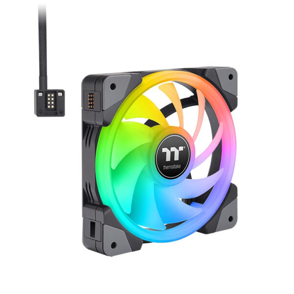 Thermaltake SWAFAN EX 12 RGB PC Desktop Cooling Fan, 3 Pack, 500-2000 RPM, Magnetic Connection, Reversable Blades, Controller Included, 120mm - Black