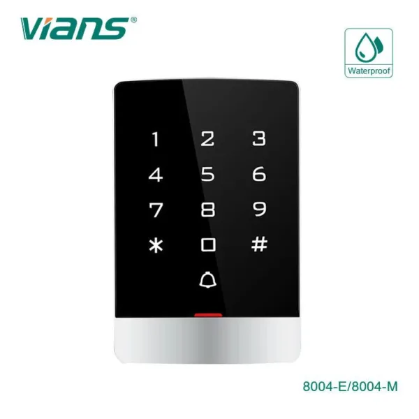 Vians TK-8004-E/M Access Control Keypad – EM/MF Card, IP65, 125KHz/13.56MHz, 2,000 Users