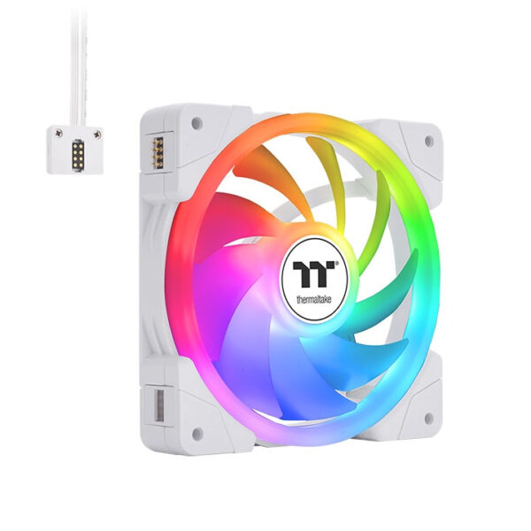 Thermaltake SWAFAN EX 12 ARGB PC Cooling Fan, 3-Fan pcak, 500~2000 RPM, Magnetic Connection, Reversable Blades, sync with MB RGB Software, 120mm - White