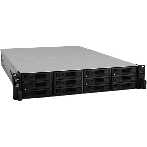 Synology RackStation RS3618xs – 12-Bay 2U NAS, Intel Xeon D-1521, 8GB DDR4 ECC (Up to 64GB), 4x 1GbE, PCIe for 10GbE, Btrfs, Scalable to 36 Drives