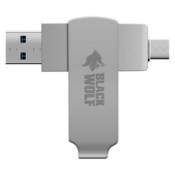 Black Wolf : 128GB 2-in-1 (USB-C & USB-A 3.2) Flash Drive