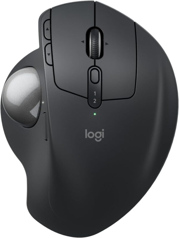 Logitech MX Ergo S Advanced Wireless Trackball Mouse – 20° Tilt, USB‑C Rechargeable, 6 Custom Buttons, Dual Bluetooth/Bolt, 512–2048 DPI