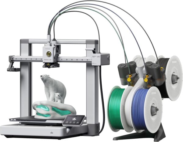 Bambu Lab A1 Combo, A1 3D Printer and AMS lite, Support Multi-Color 3D Printing, High Speed & Precision, Full-Auto Calibration & Active Flow Rate Compensation, Quiet FDM 3D Printers