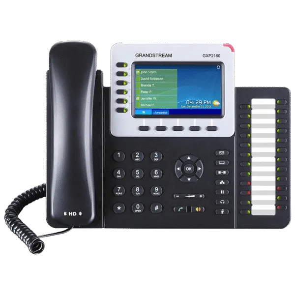 Grandstream GXP2160 IP Phone with 6 SIP Lines, 4.3" Color Display, HD Audio, 5-Way Conferencing, Dual Gigabit Ports & PoE
